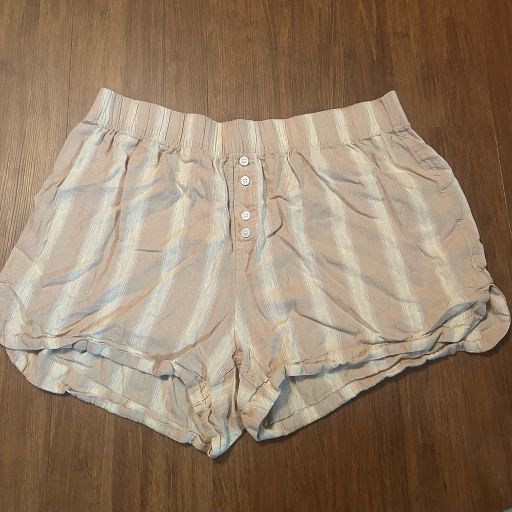 Stars Above Tan Striped Lounge Shorts